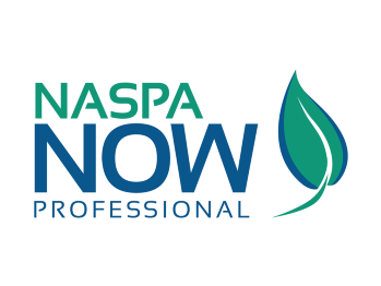 NASPA NOW Professional Text with Blue and Green Leaf on Side