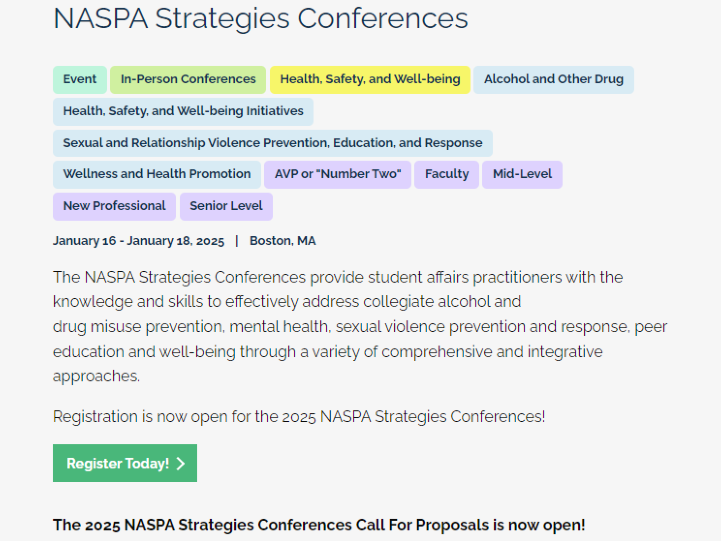 NASPA Strategies Conferences Home Page 